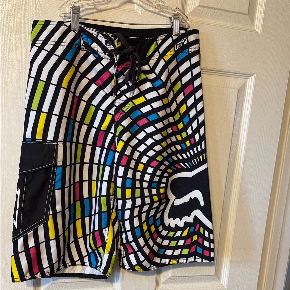 Colorful Graphic Board Shorts fox